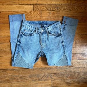 Cuffed Ribbed Light Blue Denim